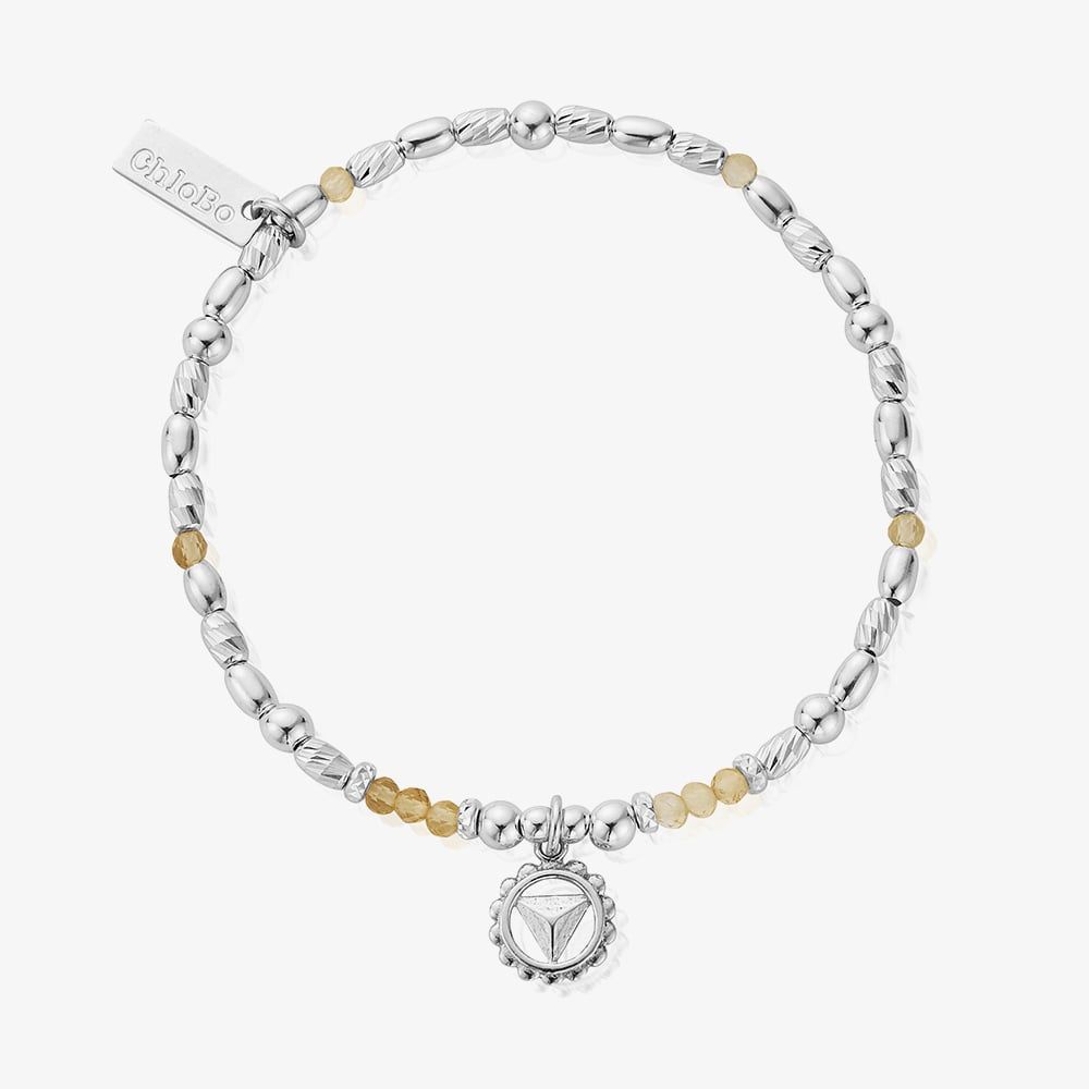 Chakra Sterling Silver Citrine Solar Plexus Bead Bracelet