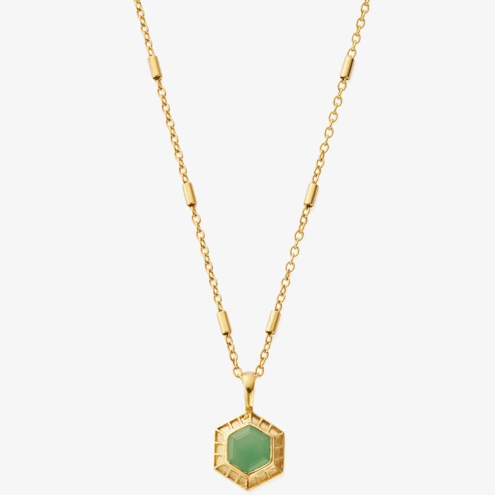 Happiness Gold Plated Aventurine Hexagon Necklace