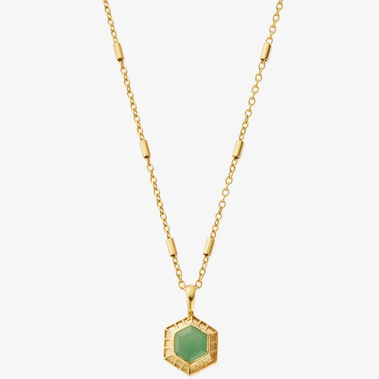 Happiness Gold Plated Aventurine Hexagon Necklace