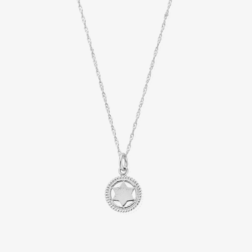 Chakra Sterling Silver Tiny Twisted Rope Chain Star Pendant Necklace