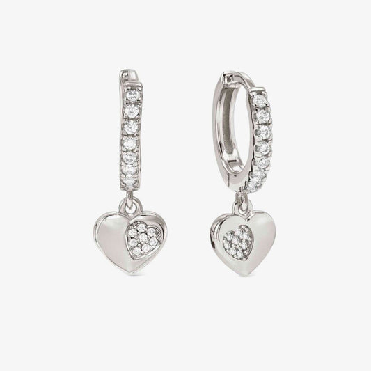 PETIT SPARKLE sil hoop heart cz drop