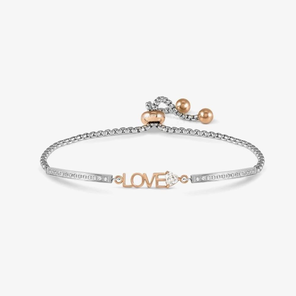 Milleluci Two Tone Silver Rose Gold Love Toggle Bracelet
