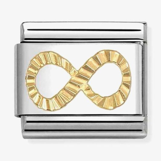 Yellow gold diamond cut infinity
