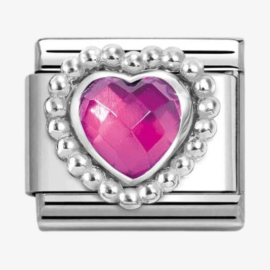 Classic Silvershine Fuschia Heart Charm