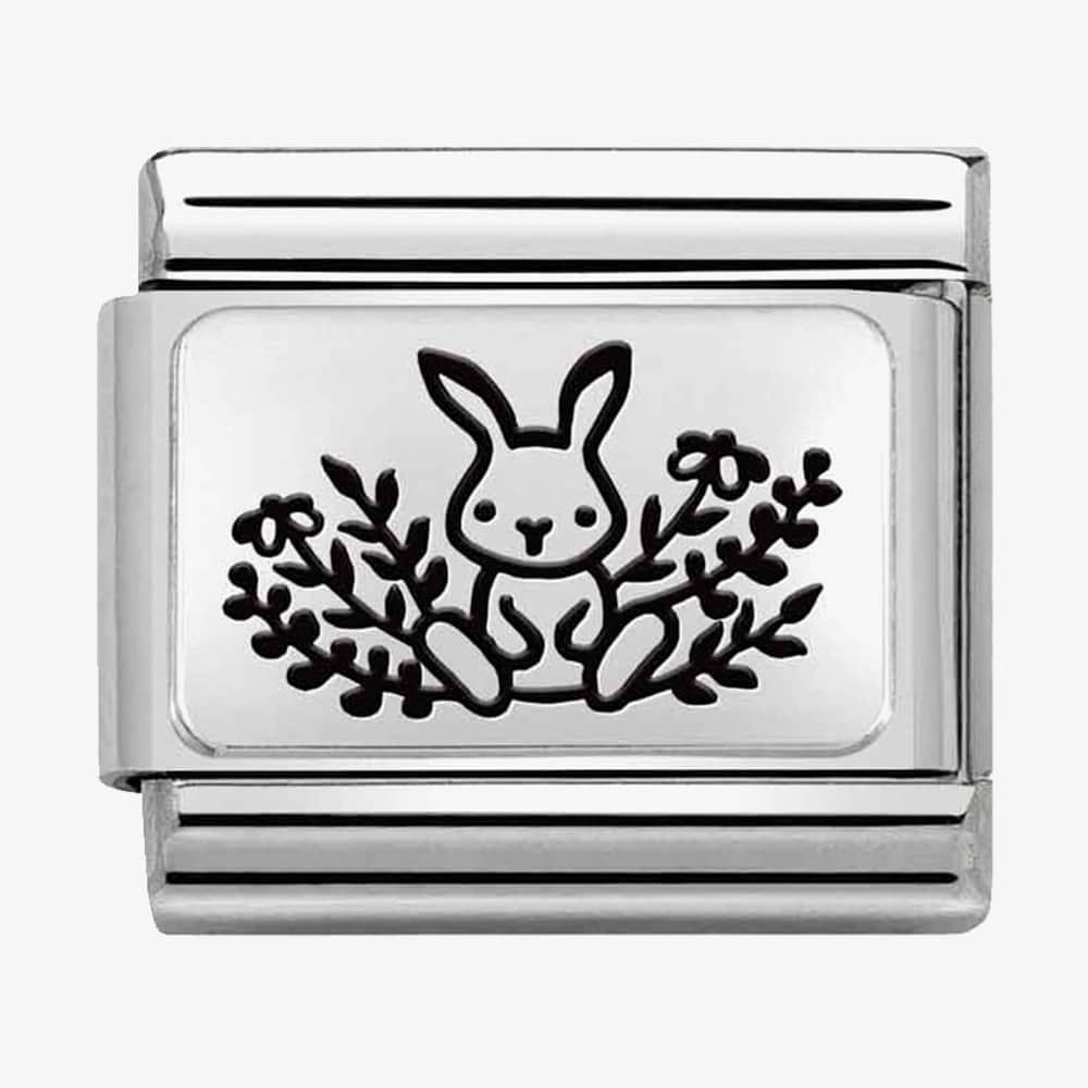 Silver Bunny with Flowers
