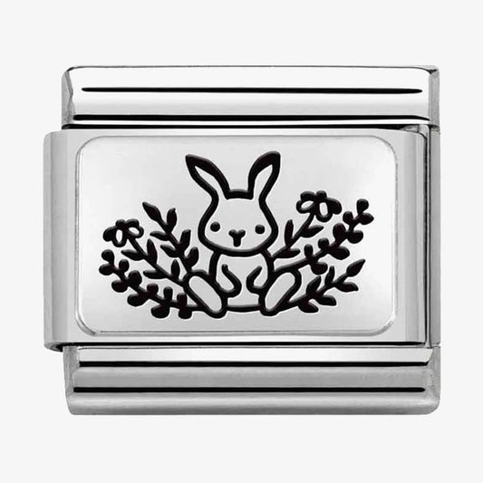 Silver Bunny with Flowers