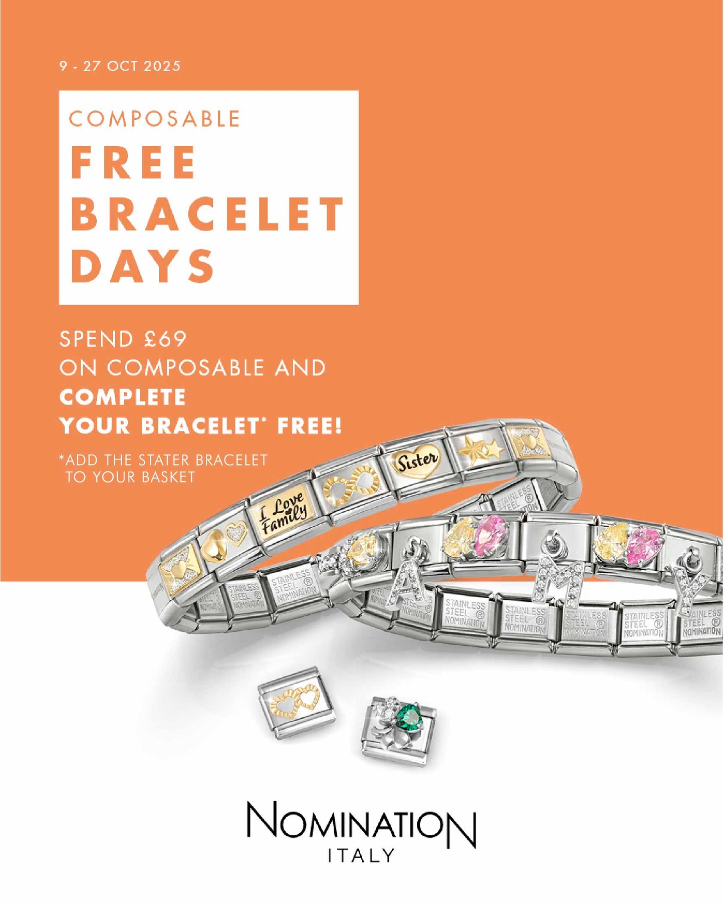 Nomination Classic Stainless Steel Starter Bracelet * MUST BE PURCHASED WITH CHARM *