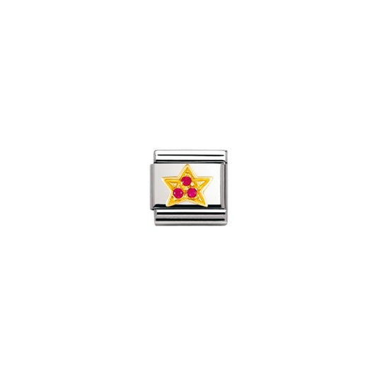 Classic Gold CZ Red Star Charm