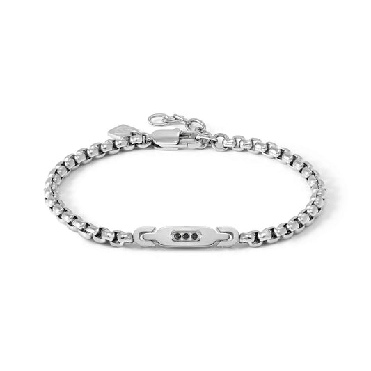 Manvision 3 Black Cubic Zirconia Chain Bracelet
