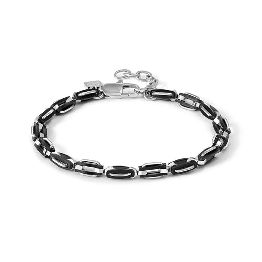 Manvision Steel Bracelet with Black Links