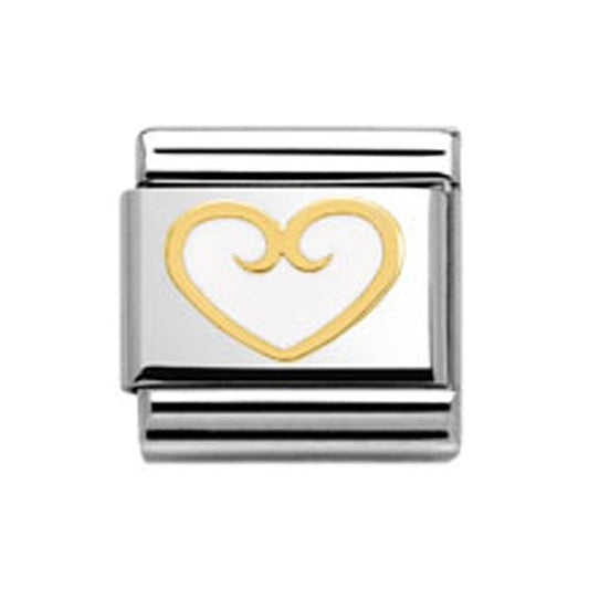 Heart With White Pearl Gold Charm