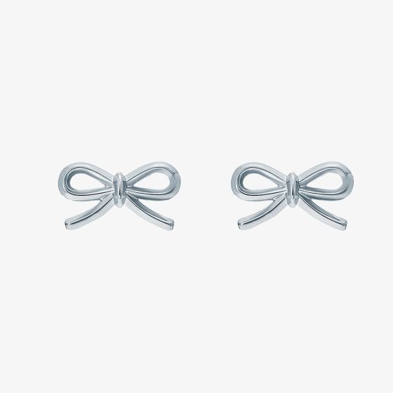 Brooke Silver Tone Mini Bow Stud Earrings