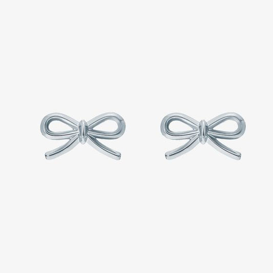 Brooke Silver Tone Mini Bow Stud Earrings