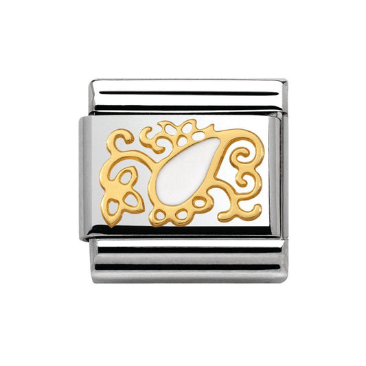 White Cashmere Drop Gold Charm