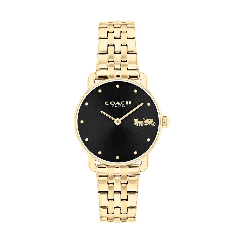 Elliot 28mm Black Dial Gold Tone Steel Bracelet Watch