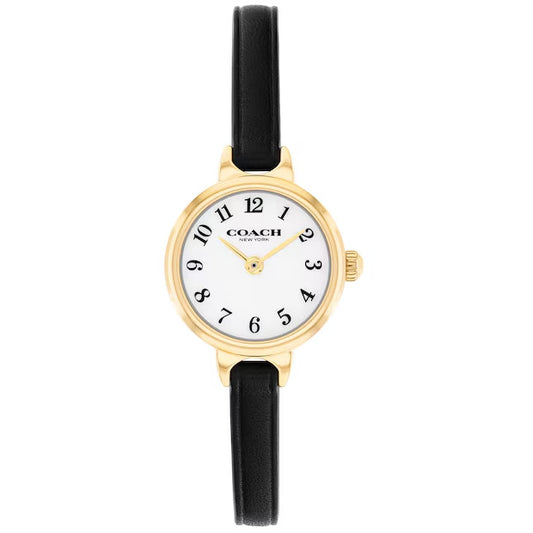 Iris 22mm Black Leather Strap Watch