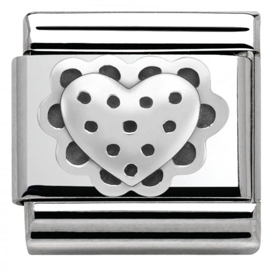 Classic Silver Oxidised Heart with Lace Charm