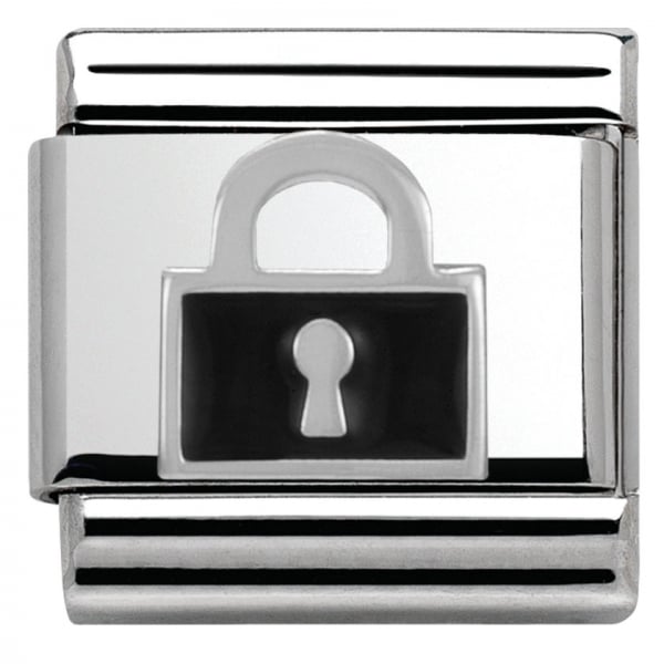 Silver Black Lock Charm
