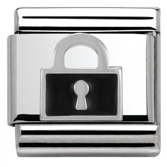 Silver Black Lock Charm