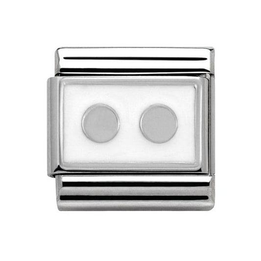 Silver 2 dots White Charm