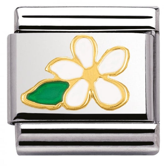 Classic Gold and White Flower Charm