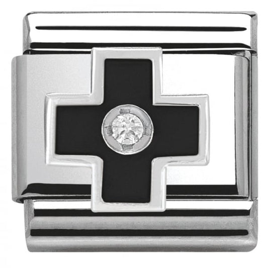 Silver Black Cross Charm