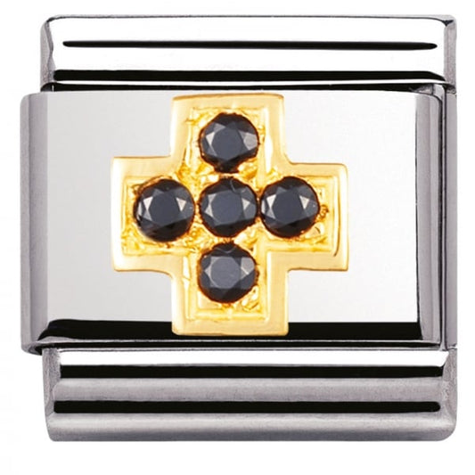 Gold and Black Cross Charm