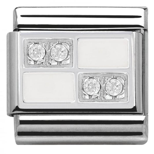 Silver White Chessboard Charm