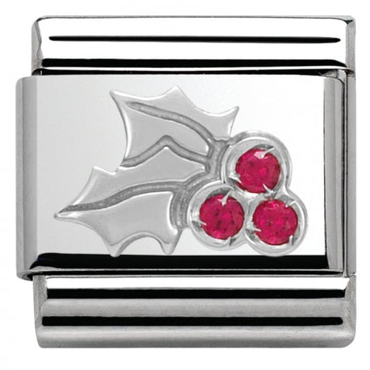 Silver and Red Holly Charm