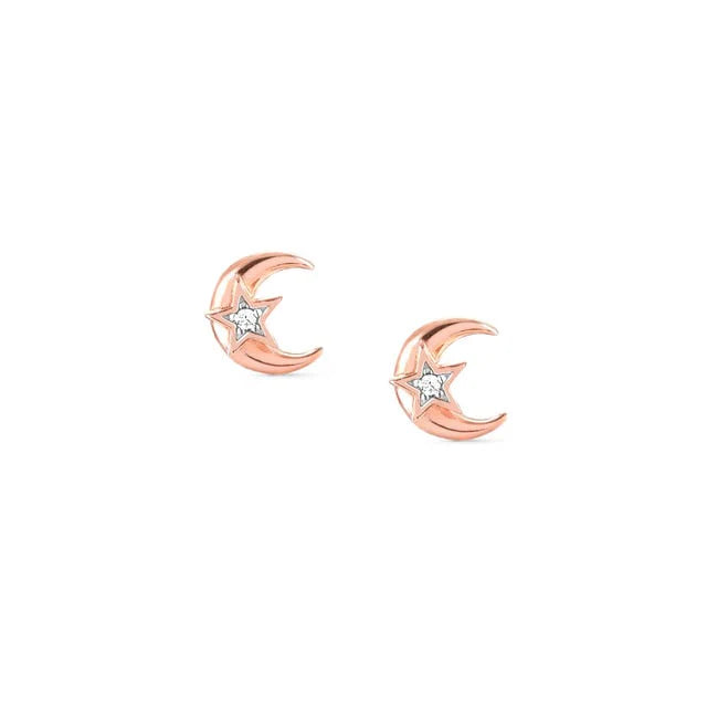 Sweetrock Moon Rose Gold Stud Earrings