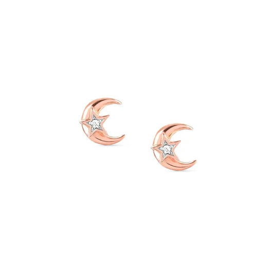 Sweetrock Moon Rose Gold Stud Earrings