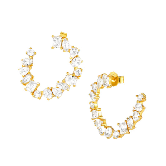 Colour Wave Gold Plated Mixed CZ Hoop Earrings