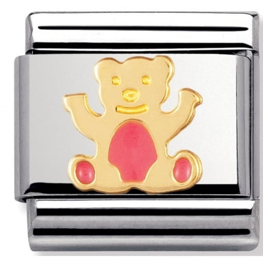 Gold and Light Pink Bear Charm