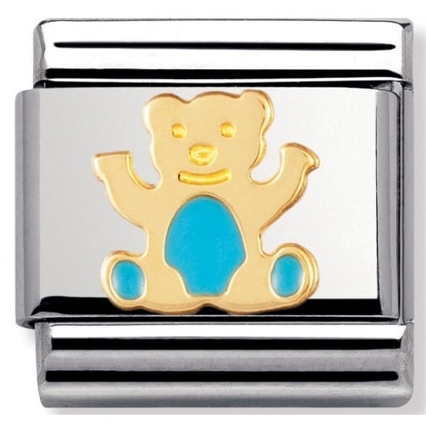 Gold and Light Blue Bear Charm