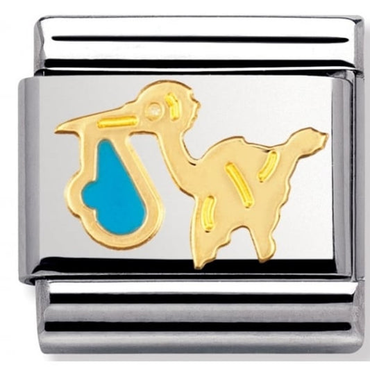 Gold Blue Stork Charm