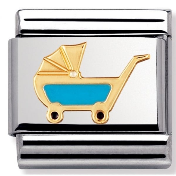Gold Blue Pram Charm