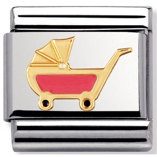 Gold Pink Pram Charm