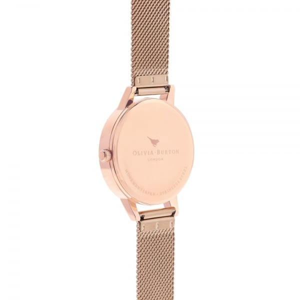 White Dial Rose Gold Mesh Watch
