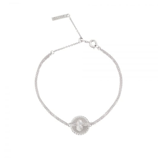 OB Silver Plated 3D Bee Disc Chain Bracelet