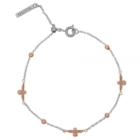 Queen Bee & Ball Chain Bracelet Silver & Rose Gold - OBJ16AMB16