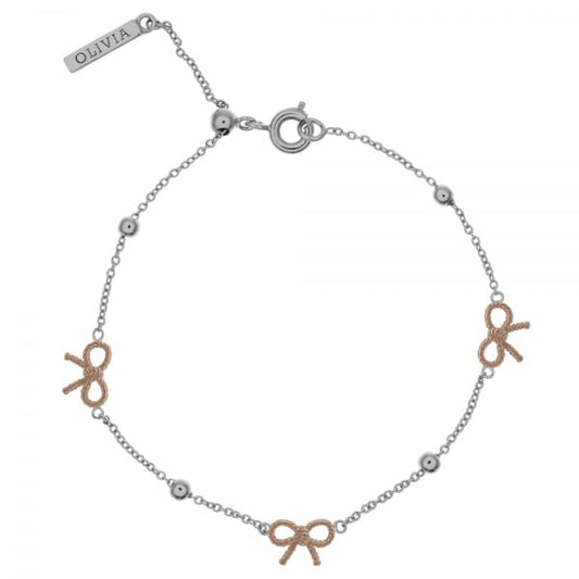 OB Bow & Ball Silver & Rose Gold Bracelet