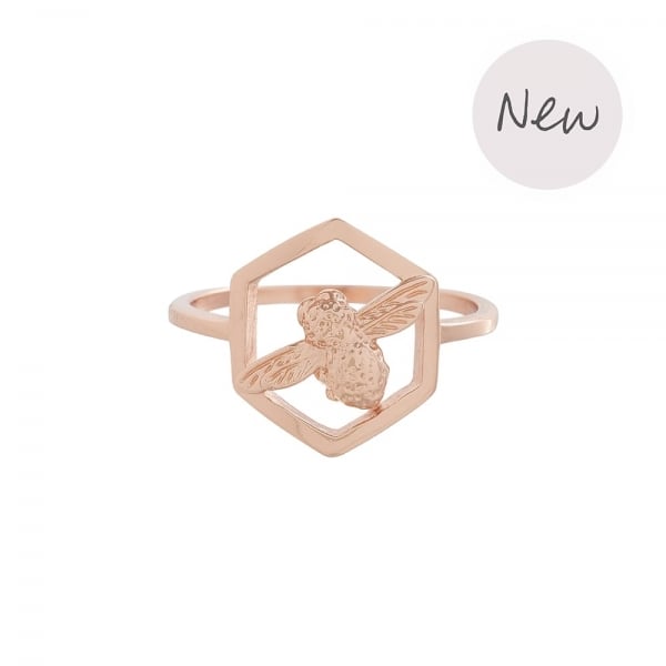 OB Rose Gold Plated Honeycomb Bee Ring