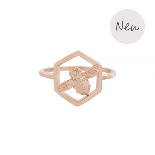 OB Rose Gold Plated Honeycomb Bee Ring