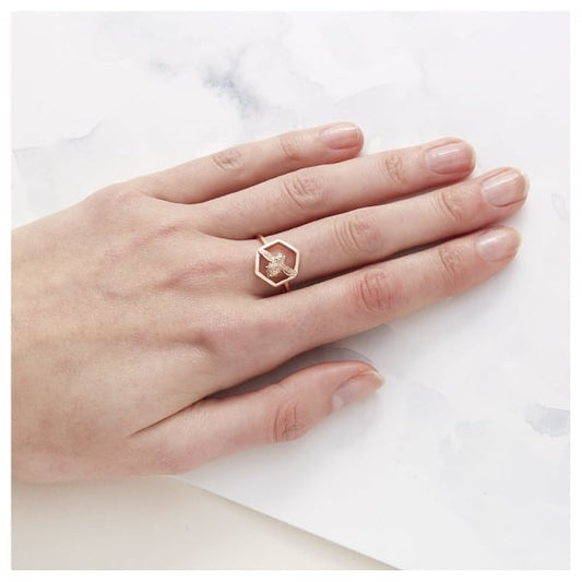 OB Rose Gold Plated Honeycomb Bee Ring