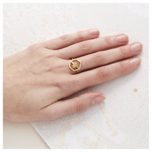 OB Gold Plated Honeycomb Bee Ring