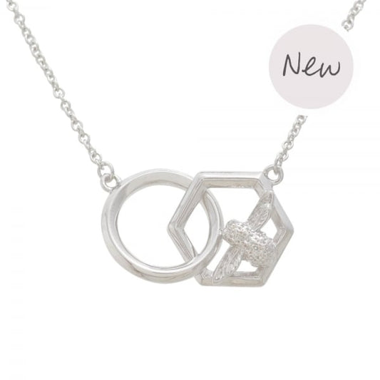 OB Silver Plated Honeycomb Bee Necklace