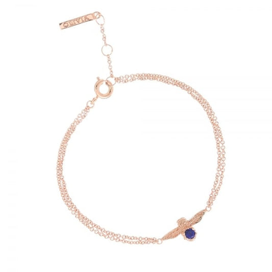 OB Rose Gold Plated Bejewelled Bee Chain Bracelet