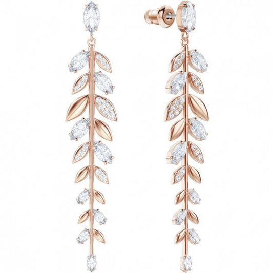 MAYFLY PIERCED EARRINGS, WHITE, ROSE GOLD PLATING