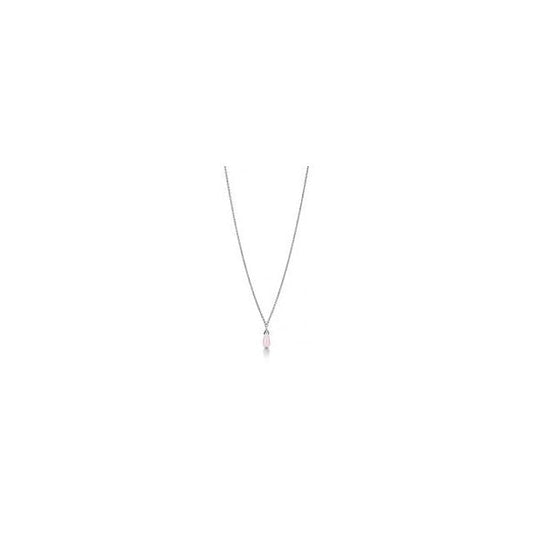 Silver Drop Rose Quartz Cabochon Necklace
