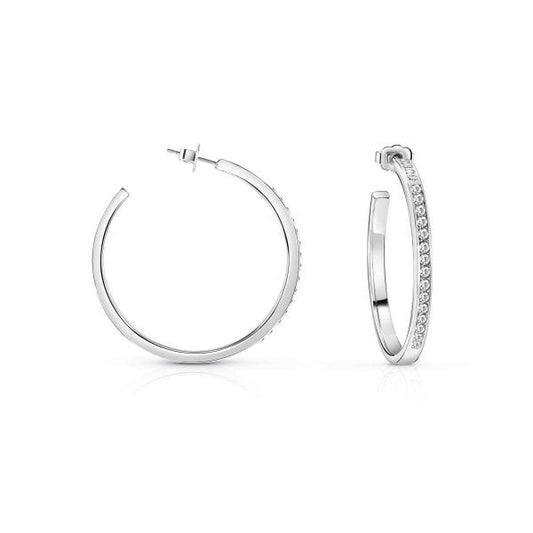 Guess Rhodium Plated Hoop Earrings